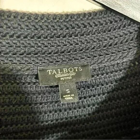 Talbots Black Textured Knit Button-Front Cardigan Sweater Petite Small - Picture 3 of 7